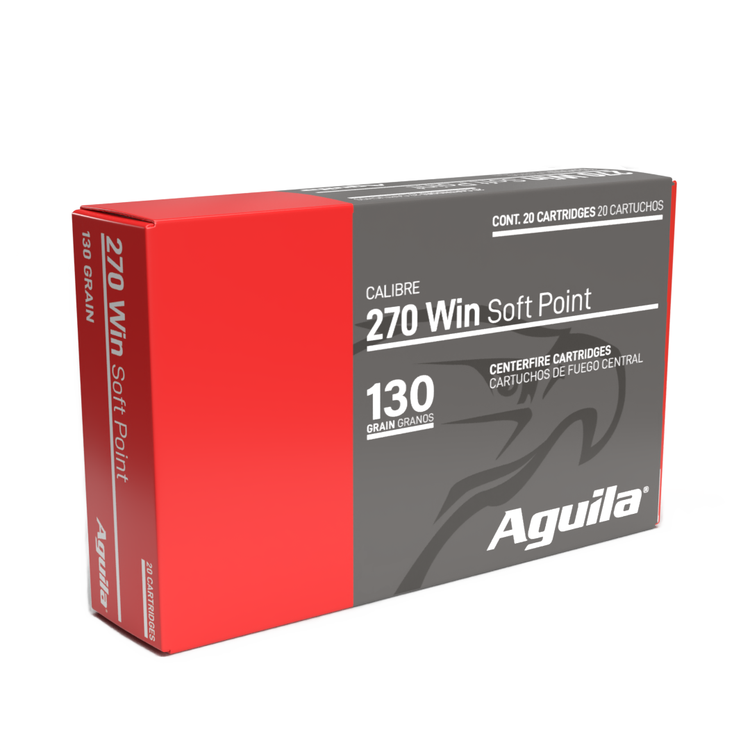 Aguila 270 Win 130gr Soft Point - Reliable 20 Round Box 3 Aguila 270 Win 130gr Soft Point 20 round box of centerfire hunting ammunition